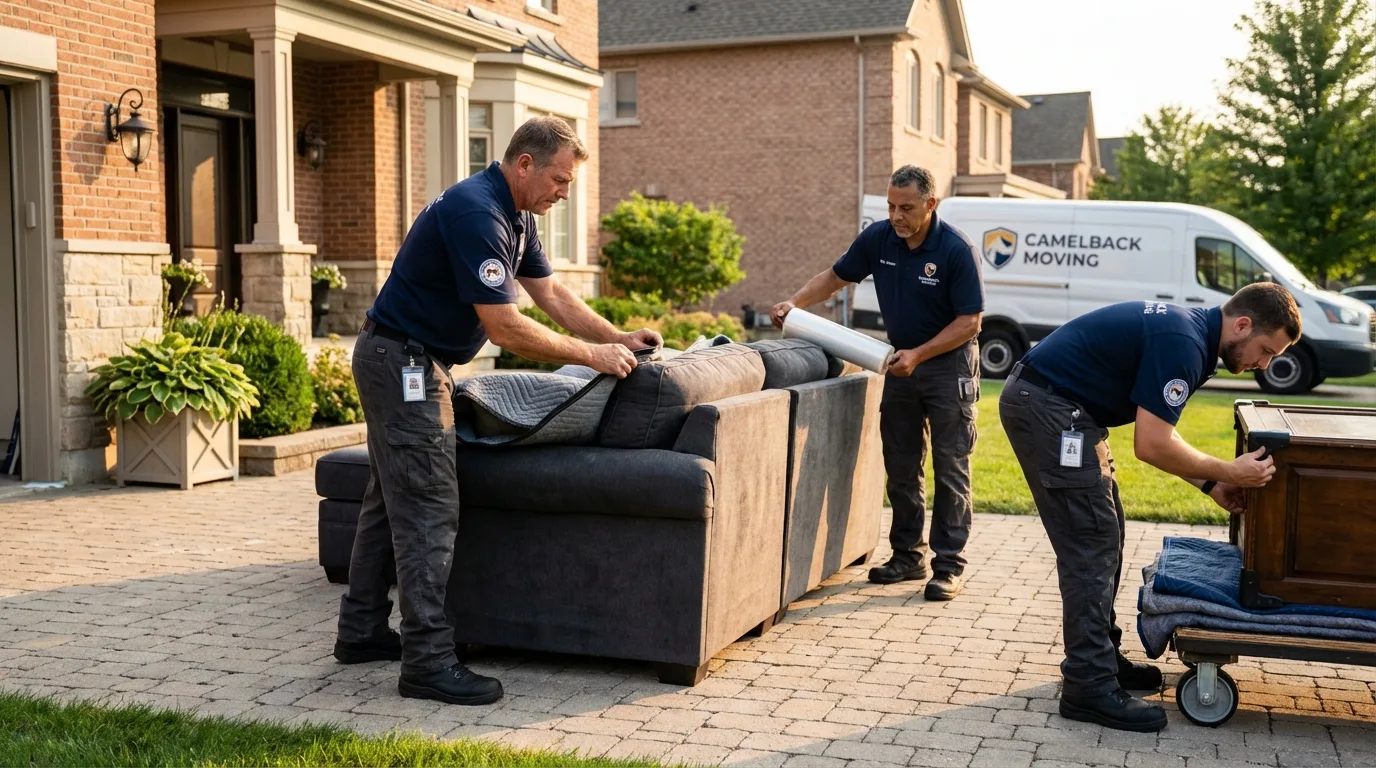 Large estate moving crew wrapping furniture in Waterboro, ME